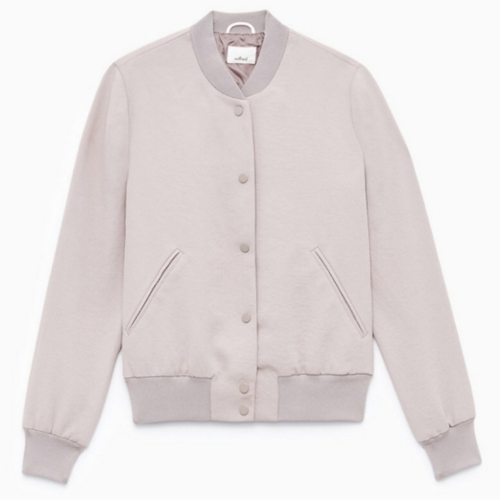 Artizia Wilfred Gray Poussin Snap Button Bomber Jacket Size Small - Picture 4 of 11